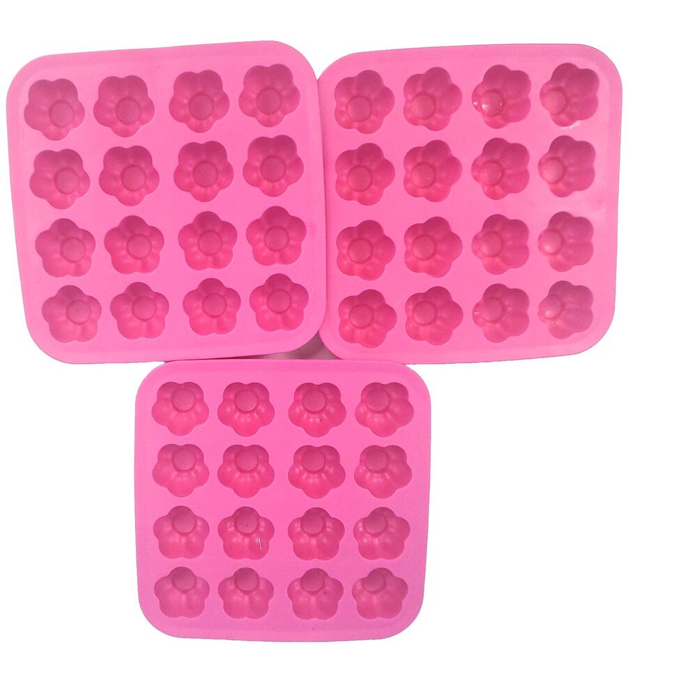 IKEA Silicone Flower-Shaped Ice Cube Trays 3 Pack Pink 12 Holes DS Safe
